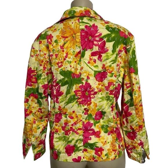 Draper's & Damon's Shirt Jacket Women's XL Multicolor Floral Embroidered Eyelet - Picture 5 of 12